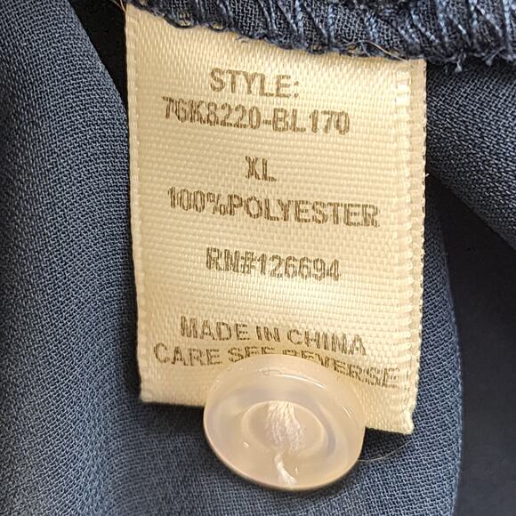 Live To Be Spoiled Top Womens XL Blue Yellow White Striped Button Front Belted - Picture 7 of 11